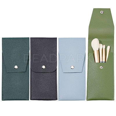 4Pcs 4 Colors Portable PU Leather Makeup Brush Bag AJEW-GA0004-46-1
