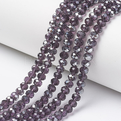 Electroplate Transparent Glass Beads Strands EGLA-A034-T4mm-E17-1