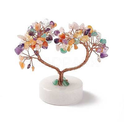 Natural Gemstone Chips and Natural White Jade Pedestal Display Decorations DJEW-G027-14RG-1