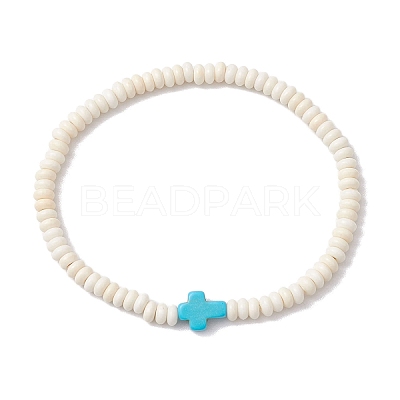 2Pcs Synthetic Turquoise Beads Stretch Bracelets for Women Men BJEW-JB11293-1