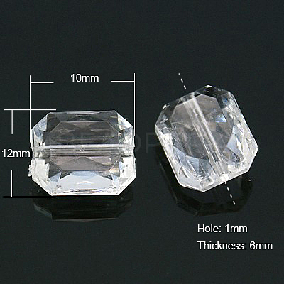 Faceted Rectangle Transparent Clear Acrylic Beads X-TACR-524-01-1