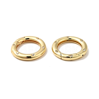 Brass Pave Clear Cubic Zirconia Spring Gate Rings KK-J301-15G-1