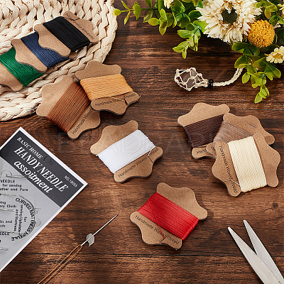 10 Cards 10 Colors Round Waxed Nylon Cord Sets YC-PH0002-42-1
