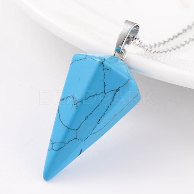 Cone Pendulum Platinum Tone Brass Natural & Synthetic Mixed Stone Pendants G-F267-05-1