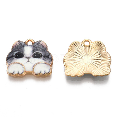 Rack Plating Printed Alloy Pendants ENAM-N055-177J-1