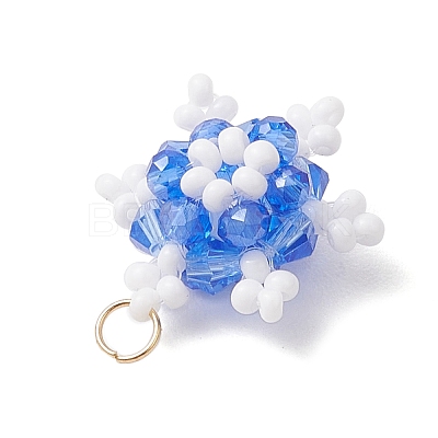 Glass Seed Beaded Snowflake Pendants PALLOY-MZ00815-04-1