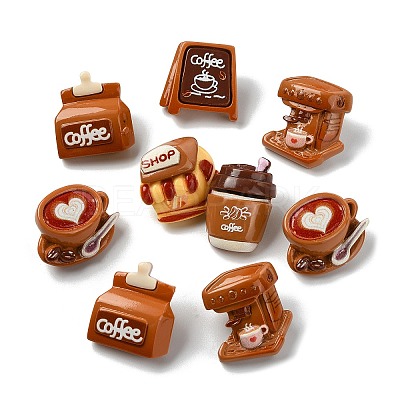 12Pcs 6 Styles Cartoon Coffee Theme Resin Lapel Pin Backs JEWB-CJ0003-04-1
