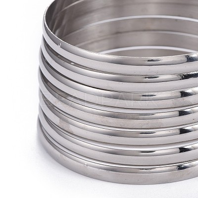 Fashion 201 Stainless Steel Bangle Sets BJEW-L664-024D-P-1-1