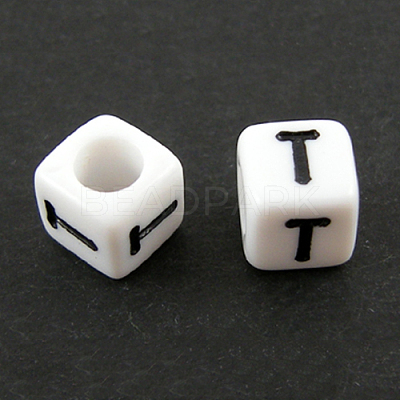 Letter Acrylic European Large Hole Beads X-OPDL-R050-10mm-T-1