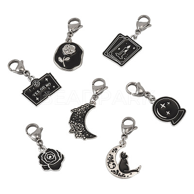 7Pcs 7 Styles DIY Alloy Enamel Pendant Decorations Making Kits FIND-TA0009-04-1