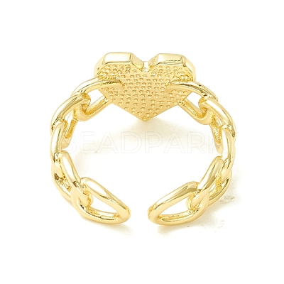Enamel Heart Promise Open Ring RJEW-P027-07G-1