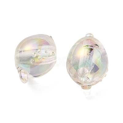 UV Plating Rainbow Iridescent Acrylic Beads OACR-F004-07F-1