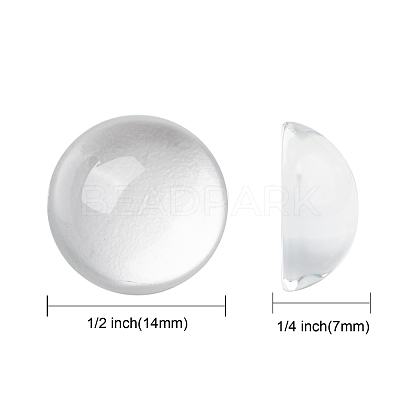 Transparent Half Round Glass Cabochons GGLA-R027-14mm-1