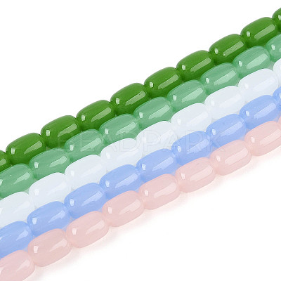 Imitation Jade Glass Beads Strands GLAA-N058-6x9mm-C01-1