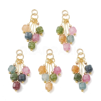 Natural Multicolor Tourmaline Pendants PALLOY-JF05436-1