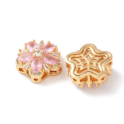 Brass Micro Pave Cubic Zirconia Beads KK-A284-19G-03-1