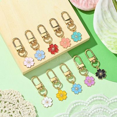 Alloy Enamel Sakura Pendant Decorations HJEW-YW00019-01-1