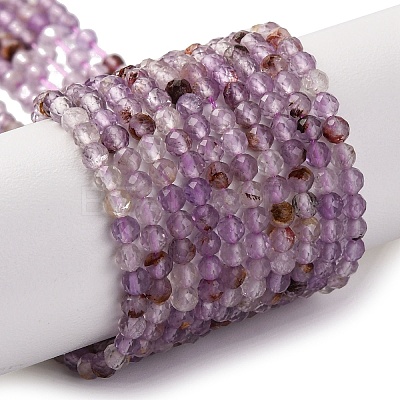Natural Purple Phantom Quartz Purple Lodolite Quartz Beads Strands G-A235-A01-02-1