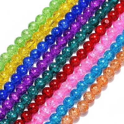 Mixed Crackle Glass Bead Strands GGC10mm-1