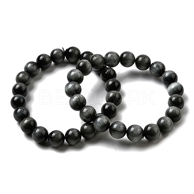 Grade AA Natural Eagle Eye Stone Round Beads Stretch Bracelets for Women BJEW-L712-B01-10mm-1
