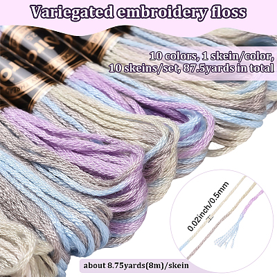 10 Skeins 6-Ply Polyester Embroidery Floss OCOR-CY0002-99A-1