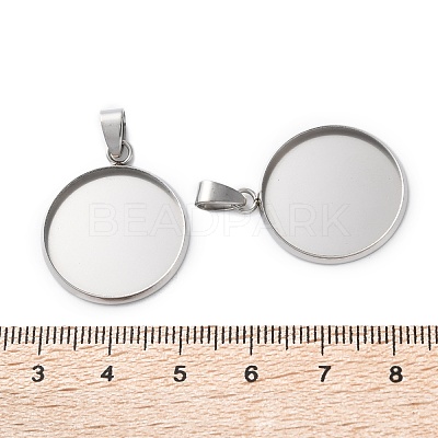 304 Stainless Steel Pendant Cabochon Settings STAS-L282-010P-08-1