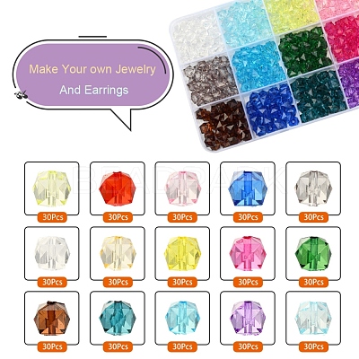 450Pcs 15 Colors Transparent Acrylic Beads TACR-YW0001-56-1