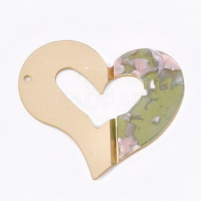 Aluminum & Cellulose Acetate(Resin) Big Pendants ALUM-S016-01-1
