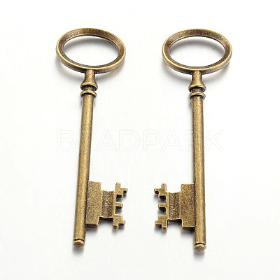Tibetan Style Alloy Skeleton Key Large Pendants TIBEP-S105-AB-NR-1