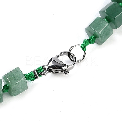 Natural Green Aventurine Hexagon Prism Graduated Beaded Necklaces for Women Men NJEW-K388-03E-1