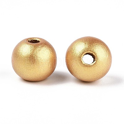 Spray Painted Round Natural Schima Wood Beads WOOD-A018-12mm-31-1