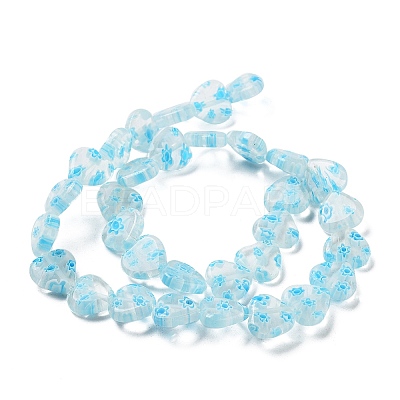 Handmade Millefiori Glass Heart Bead Strands LK-P017-12-1