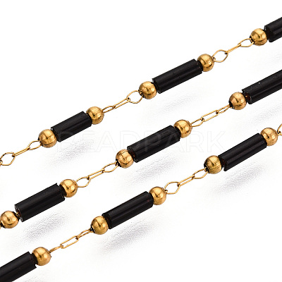 Handmade Seed Beads Column Link Chains CHS-T006-33G-1