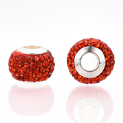 Handmade Polymer Clay Rhinestone European Beads RB-N053-001-M-1