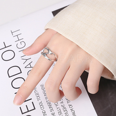 Criss Cross Rhodium Plated 925 Sterling Silver Adjustable Rings FS-WG76C09-01-1