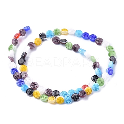 Flat Round Handmade Millefiori Glass Beads LK-R004-51-1