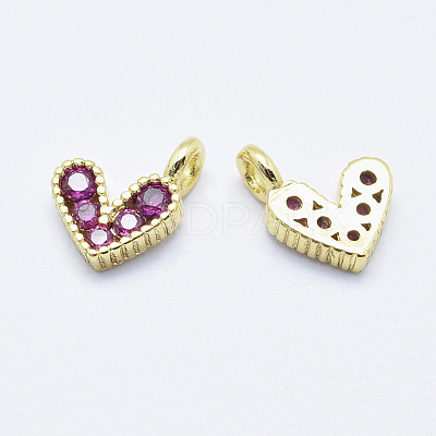 Brass Micro Pave Cubic Zirconia Charms ZIRC-J040-08G-NR-1
