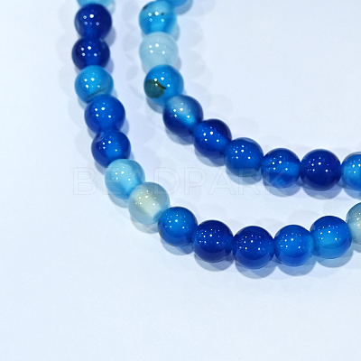 Natural Striped Agate/Banded Agate Beads Strands G-D845-01F-6mm-1