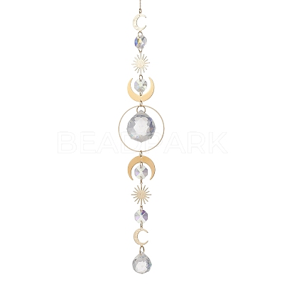 Glass Teardrop Window Hanging Suncatchers X-HJEW-JM04515-01-1