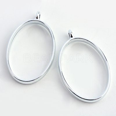 Rack Plating Alloy Oval Open Back Bezel Pendants LS-PALLOY-S047-26D-FF-1