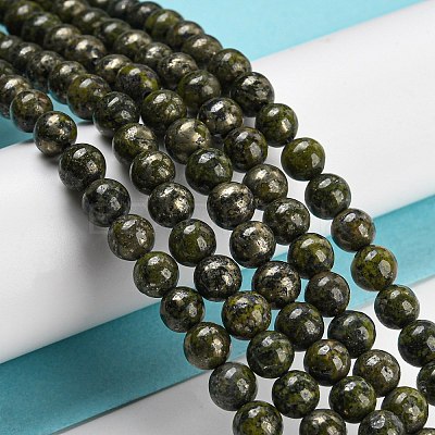 Natural Green Epidote with Pyrite Beads Strands G-G013-B02-01-1