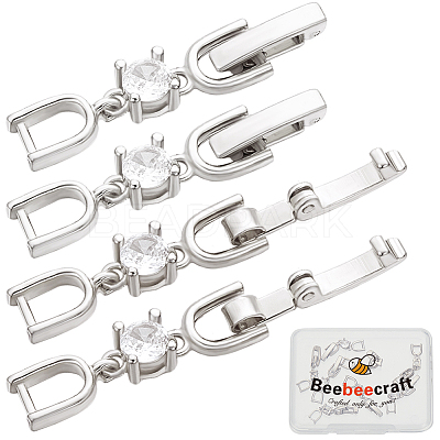 10Pcs Brass with Cubic Zirconia Fold Over Clasps ZIRC-BBC0002-67P-1