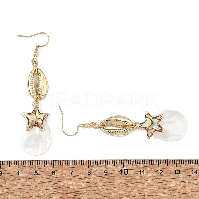 Teardrop Natural Trochid Shell/Trochus Shell Dangle Earrings EJEW-JE07165-1
