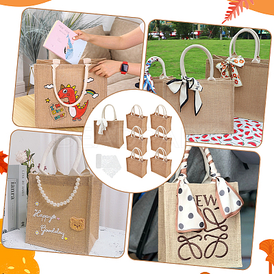 8Pcs Rectangle Burlap Tote Bags ABAG-NB0002-04A-1