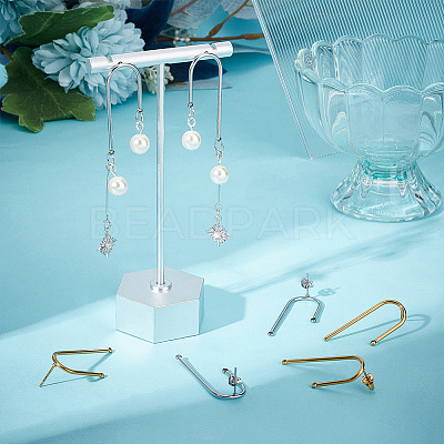 16 Pairs 2 Colors 304 Stainless Steel Arch Stud Earring Findings STAS-UN0047-91-1