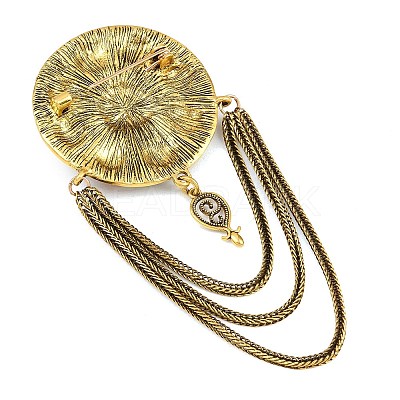Resin Imitation Turquoise Brooches JEWB-P058-05AG-1