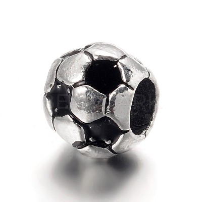 Large Hole Football Alloy Enamel European Beads X-MPDL-L013-02B-1