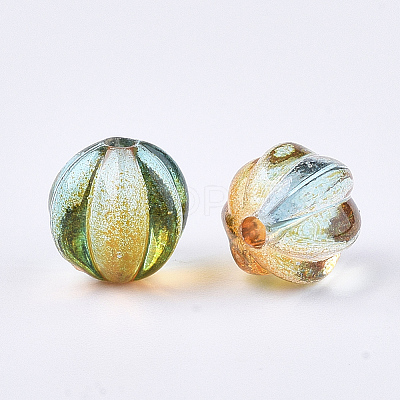 Two Tone Transparent Spray Painted Acrylic Corrugated Beads ACRP-T005-52-1