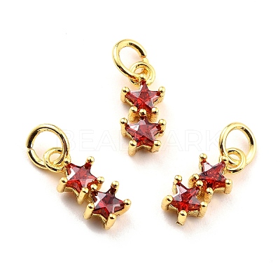 Brass Cubic Zirconia Charms KK-A156-14G-RS-1