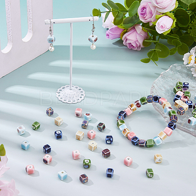72Pcs 6 Colors Handmade Porcelain Beads PORC-DC0001-12-1